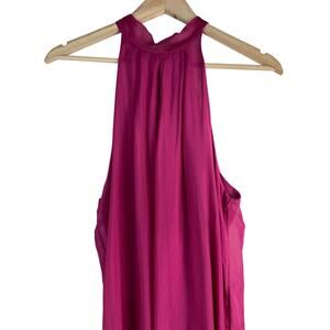 NWT Angela Moda Women's S Hot Pink 100% Silk Halter Maxi Dress Made in Italy